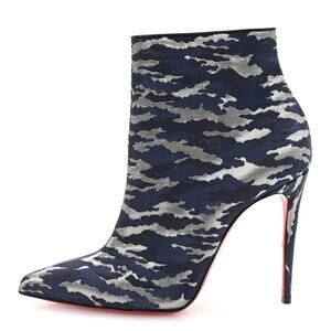 Christian Louboutin So Kate Booty 100 Jacquard Camoloubi Ankle Boots 39.5 NIB